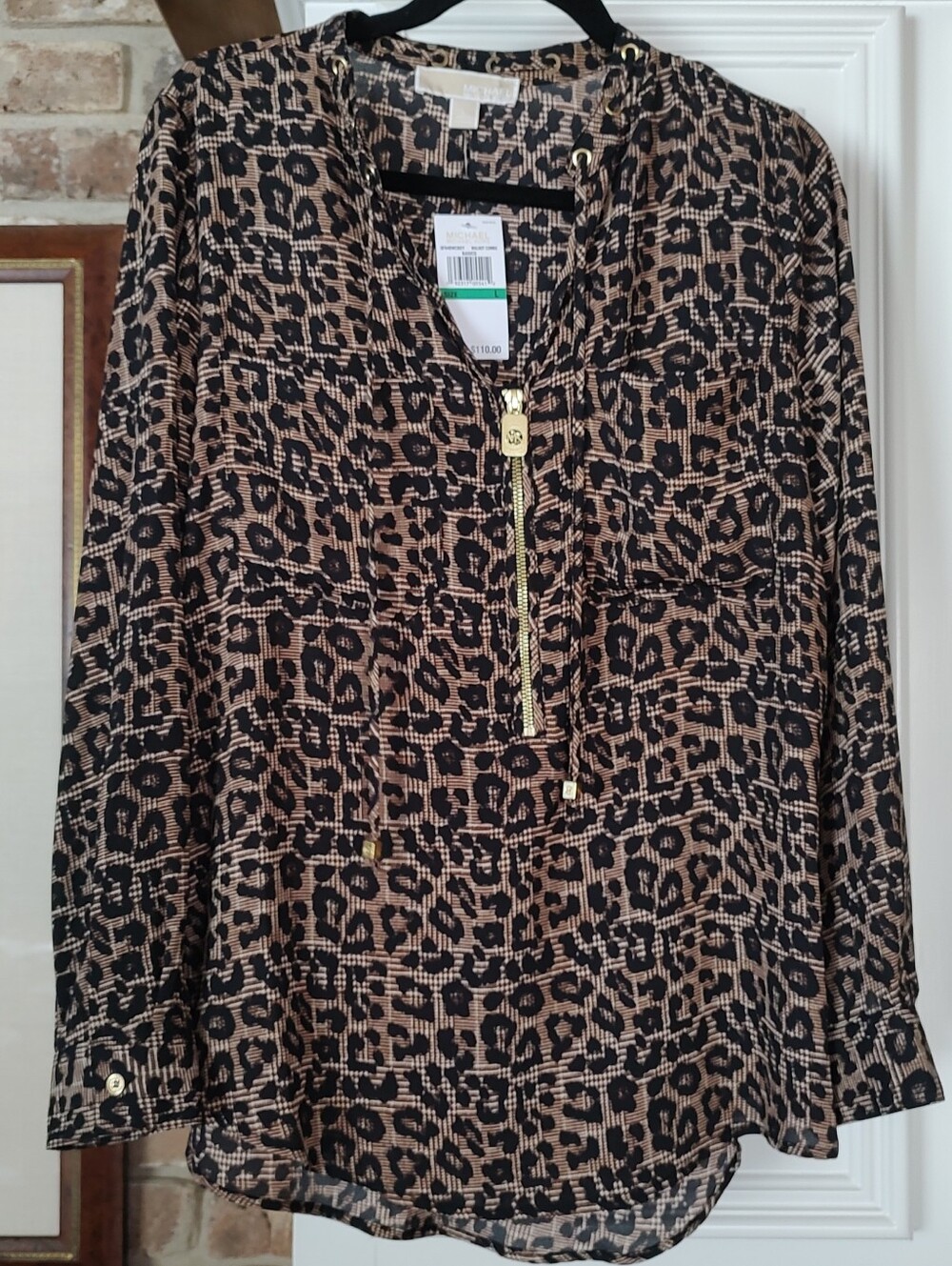 Michael Kors Women's Animal Print Blouse Size L